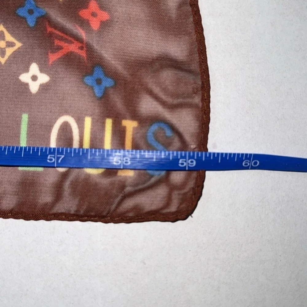 Louis Vuitton Vintage Silk Monogram Multicolor Rectangle Scarf in Brown